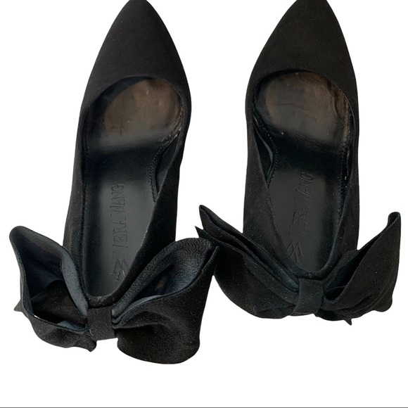 VERA WANG Lavender Label “Jane” Bow Back Black Suede Pump 6 - Picture 6 of 10